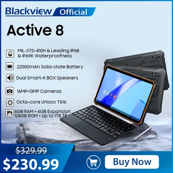Blackview Active 8 Android 13 Прочные Планшеты T616 Восьмиядерный 6 ГБ 128 ГБ Планшеты 10,36 