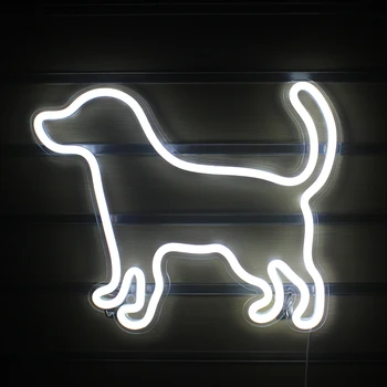 Маленькая собачка светодиодная неоновая вывеска Детская Милая Комната искусство Настенный ночник украшение вечеринки лампа с питанием от USB неоновый свет