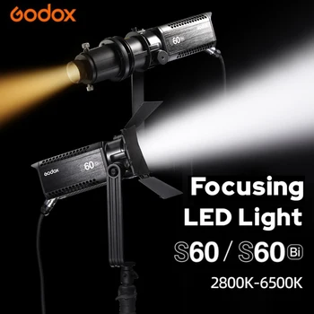 Godox S60 60W Фокусирующий Светодиодный Прожектор Непрерывного регулируемого Освещения С Дверью Сарая для Фотосъемки Вживую в Фотостудии