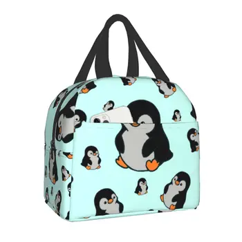 Изготовленная на заказ сумка для ланча с милыми пингвинами, мужская и женская сумка-холодильник, термоизолированные ланч-боксы для офиса для взрослых
