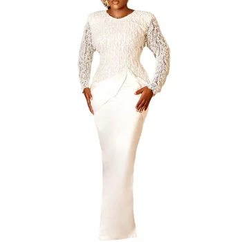 Белые платья Макси, Африканская одежда, Африканские платья Для женщин, Мусульманское Длинное платье, Высококачественная Длина, Модное Африканское платье Леди