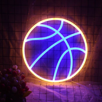 Неоновые вывески Wanxing Basketball Баскетбольные светодиодные неоновые лампы Настенные Неоновые Светильники Крутая Неоновая Вывеска для магазина в номере, Вывески на День Рождения, Детский подарок