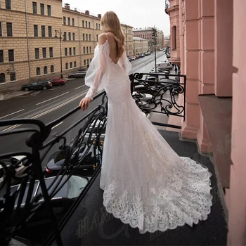 Свадебные платья HAMMAH Civil с пышными рукавами, Милая Аппликация на спине, Sposa Vestidos, Праздничное платье Невесты, Robe De Mariée