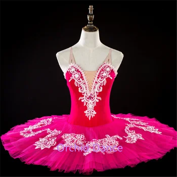 Великолепный и роскошный Профессиональный красочный дизайн, размер Costom, высококачественная детская одежда для выступлений для девочек, розово-красная балетная пачка