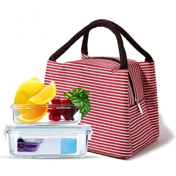 Полосатые женские детские сумки для ланча, Водонепроницаемый Изолированный Контейнер для хранения продуктов для пикника, сумка, Термальный ланч-бокс, сумки-холодильники