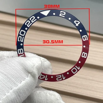 Высококачественный 38 мм * 30,5 мм Красно-Синий Керамический Безель С Вставкой 24-Часовых Шрифтов Для Часов GMT Заменяет Аксессуары A +