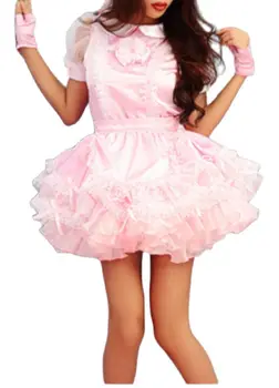 Французский Розовый Атласный Фартук из пушистой Органзы с рукавами-пузырями, Перчатки с завязками для милой куклы, многослойное Пышное платье