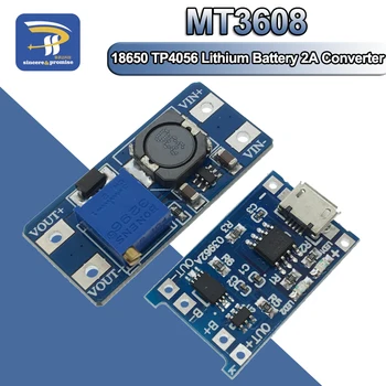 Micro USB 5V 1A 18650 TP4056 Модуль Зарядного устройства для литиевой батареи Зарядная плата С Защитой + MT3608 2A DC-DC Повышающий преобразователь