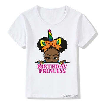 Модная футболка для девочек, милая футболка с единорогом|Маленькая черная футболка с принтом для девочек, забавная футболка с меланином для девочек, белая футболка в стиле хип-хоп, топы