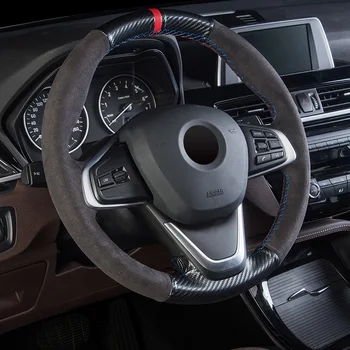 Оплетка рулевого колеса автомобиля для BMW X1, защита для стайлинга автомобилей из замши, нескользящие аксессуары для украшения интерьера автомобиля