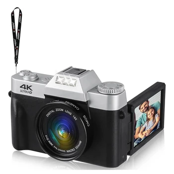 48-Мегапиксельная цифровая видеокамера 4K Full HD С автоматической фокусировкой, камера для видеоблогинга с 3,0-дюймовым складным экраном