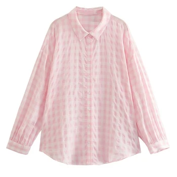 Jenny & Dave Модная летняя Свободная шифоновая рубашка, топ, женская рубашка в розовую клетку от High Street Blogger