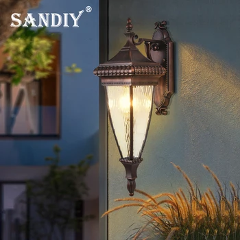 Настенный светильник столба света крыльца SANDIY на открытом воздухе Водоустойчивое Винтажное освещение для ворот дома Патио Бра для прохода Светодиодная лампа max 100W