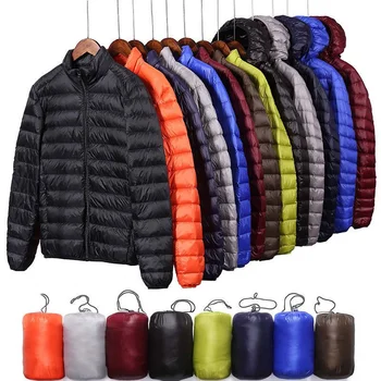 Мужская осенне-зимняя ультралегкая упаковываемая пуховая куртка, водонепроницаемое и ветрозащитное дышащее пальто, мужские толстовки большого размера, Куртки