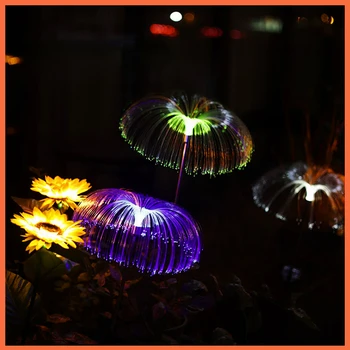 7 Цветов Солнечных Садовых Фонарей Led Solar Jellyfish Волоконно-Оптические Фонари Открытый Водонепроницаемый Декор для Газонной Дорожки