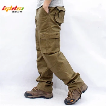 Мужские Модные Военные брюки-карго, Свободные мешковатые тактические прямые длинные брюки Oustdoor, Повседневные хлопковые мужские брюки с несколькими карманами