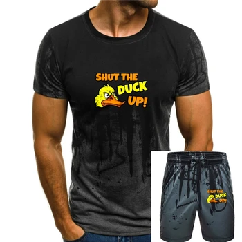 Мужская черная футболка Shut The Duck Up, модная классическая футболка