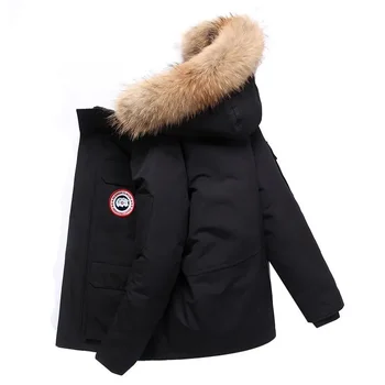 Зимняя новая куртка на гусином пуху, мужская студенческая модная шерстяная куртка средней и длинной толщины, корейская версия