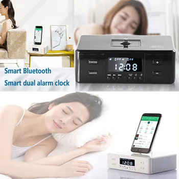 Радио-будильник, беспроводной динамик Bluetooth, цифровой будильник, USB-зарядное устройство для спальни с FM-радио/USB-портом для зарядки
