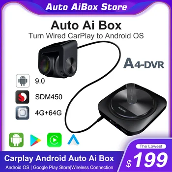 Ownice Carplay Box Ai A4 Mini Smart Android Auto Беспроводной Видеорегистратор 1080P для Netflix Spotify Audi Benz Kia Volvo VW Ford Toyota