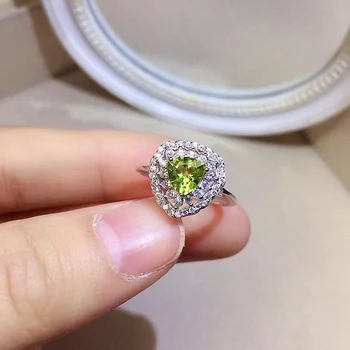 Ослепительное серебряное кольцо с драгоценным камнем 6 мм 0,6 карата, кольцо из натурального перидота марки VVS, модные ювелирные изделия из серебра 925 пробы с перидотом