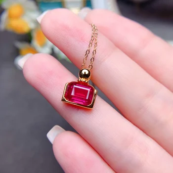 Ожерелье с подвеской из стерлингового серебра 925 пробы, рубиновый кулон, ожерелье с любимым рубиновым драгоценным камнем, женские свадебные роскошные украшения