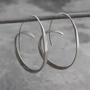 Винтажные Серьги-кольца с Большим Круглым кольцом, Цыганские ювелирные изделия, Серьги-крючки Античного Серебряного цвета, женские Эффектные серьги
