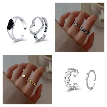 Кольцо ласкового пальца может регулировать отверстие Love Heart Shape Finger Knuckle Rings Fashion Jewelry Adjustable Open Rings
