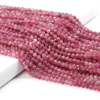 Мелкие бусины Бусины из натурального камня Розовый Турмалин 2-3 мм Сечение Свободные бусины для изготовления ювелирных изделий Ожерелье Браслет своими Руками Аксессуары