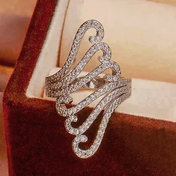 CAOSHI Fashion, великолепное выдалбливаемое кольцо, аксессуары для женской свадебной церемонии, аксессуары для вечеринок с блестящим цирконием, стильные украшения для помолвки