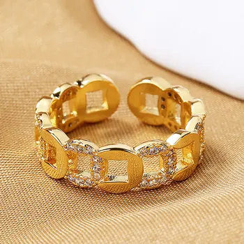 Кольцо из стерлингового серебра S925, золотое полое круглое кольцо с цирконием AAA, открытое кольцо для женщин, модные ювелирные изделия в подарок на годовщину свадьбы