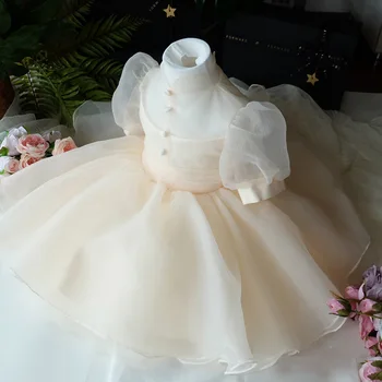 2022 Модное винтажное платье Принцессы для девочек, детское платье из тюля с пышными рукавами, Свадебная вечеринка, Пачка на День Рождения, Детская одежда от 1 2 до 10 лет