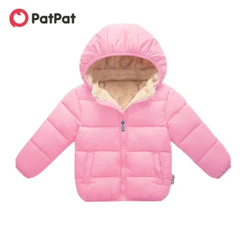 Хлопчатобумажное пальто с капюшоном и длинными рукавами из хлопчатобумажной ткани PatPat для новорожденных/малышей