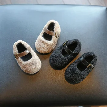 Модные меховые сапоги для маленьких девочек 2023, осенне-зимняя плюшевая принцесса для тепла, танцевальная свадебная детская обувь для новорожденных