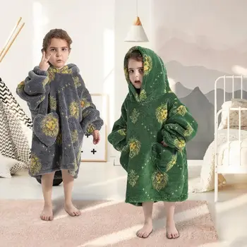 Детское одеяло большого размера с капюшоном, удобное одеяло для малышей, толстовка с капюшоном для детей, Пушистое носимое одеяло с капюшоном и карманом для сохранения тепла