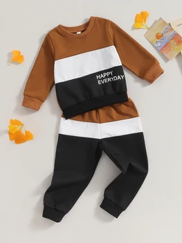Комплект Одежды из 2 предметов для маленьких Девочек, Топ с цветочным принтом и рукавами-рюшами и Леггинсы, Весенний спортивный костюм для малышей