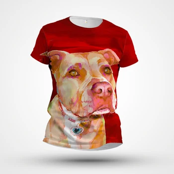 Летняя новинка 2023, Мужская футболка с перекрестной каймой, Горячая 3D цифровая печать, Повседневный топ с коротким рукавом и собакой, круглый вырез,