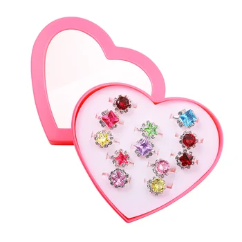 Украшения для маленьких девочек, Детские подарочные кольца с бриллиантами, красивая цветочная игрушка для малышей