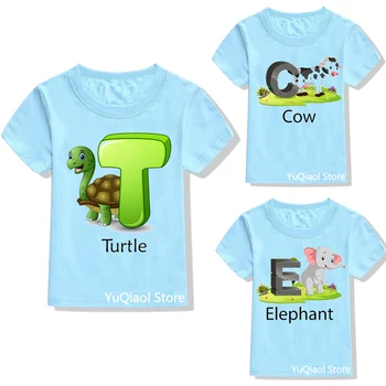 Высококачественная одежда для маленьких мальчиков, Летние детские футболки с милыми мультяшными животными, буквенным принтом, забавные футболки с графическим рисунком, Детская верхняя футболка