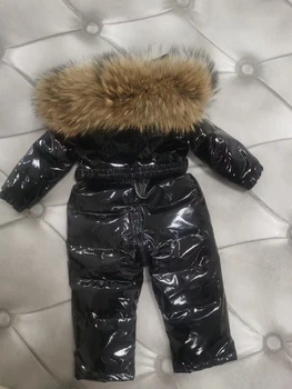 Разноцветный капюшон из меха енота, зимняя куртка 2021 года, детское пальто на белом утином пуху, детский зимний комбинезон, верхняя одежда для девочек, комбинезоны
