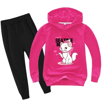Комплекты одежды Marie Aristocats Cat от 2 до 15 лет, Детская рубашка с длинными рукавами, Толстовки для детей, Весенняя куртка, Толстовка для девочек, Милое детское пальто