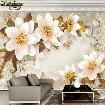beibehang Europea рельефный драгоценный камень цветок 3d обои для стен фреска диван обои для спальни фон papel de parede обои