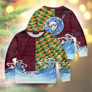 PLstar Cosmos Demon Slayer, Рождественские толстовки с 3D принтом, Пуловер, Рубашки с длинными рукавами для мальчиков и девочек, Детская рождественская толстовка