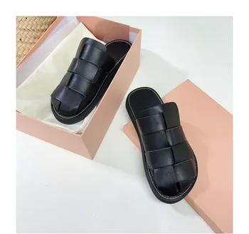 Летние новые полуботинки Baotou, женская обувь из натуральной кожи на плоской подошве, повседневная тонкая обувь, модная верхняя одежда, римские сандалии