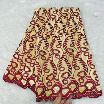 Новая ткань с вышивкой 5 ярдов, Африканские ткани из 100% хлопка, Швейцарская вуаль, Кружево, Популярный материал для платья в Дубайском стиле Для свадебной вечеринки