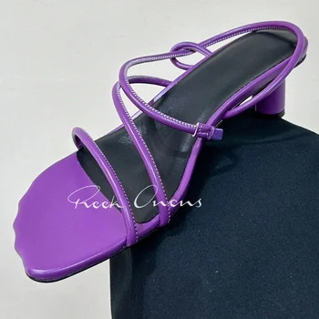 Летние женские босоножки на высоком каблуке, новый дизайн верха с узкой лентой, тонкие сандалии, простые женские туфли-лодочки в романском стиле с открытым носком