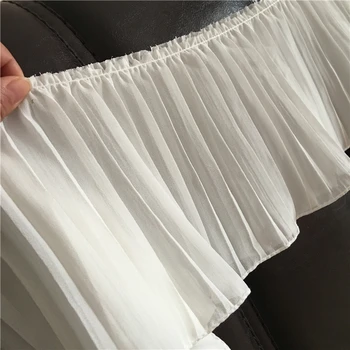 17 см белый, черный высококачественный шифон кружевная ткань с оборками DIY украшения платье материалы для одежды