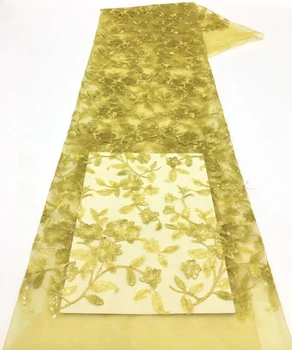Блестящее желтое испанское свадебное платье Asoebi, ткани с блестками, Сетчатое кружево для шитья одежды, ткань для рукоделия