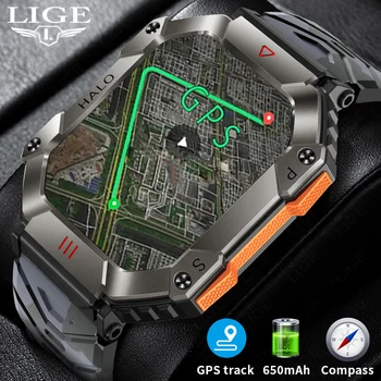 LIGE Новые Военные GPS Спортивные смарт-часы на открытом воздухе Для мужчин 620 мАч Сверхдлинный Компас в режиме ожидания Bluetooth Call Waterproof Smartwatch