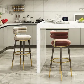 Кухонные Офисные барные стулья Составляют Роскошный золотой акцент Обеденные барные стулья Barhocker Nordic Salon Sillas Высота стойки Табуретки